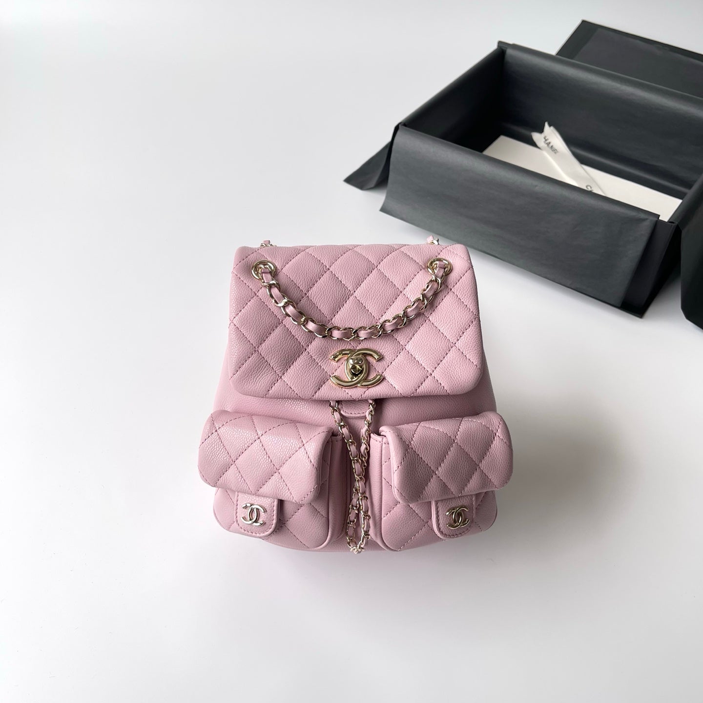 Light Pink Caviar Leather Medium Duma Backpack