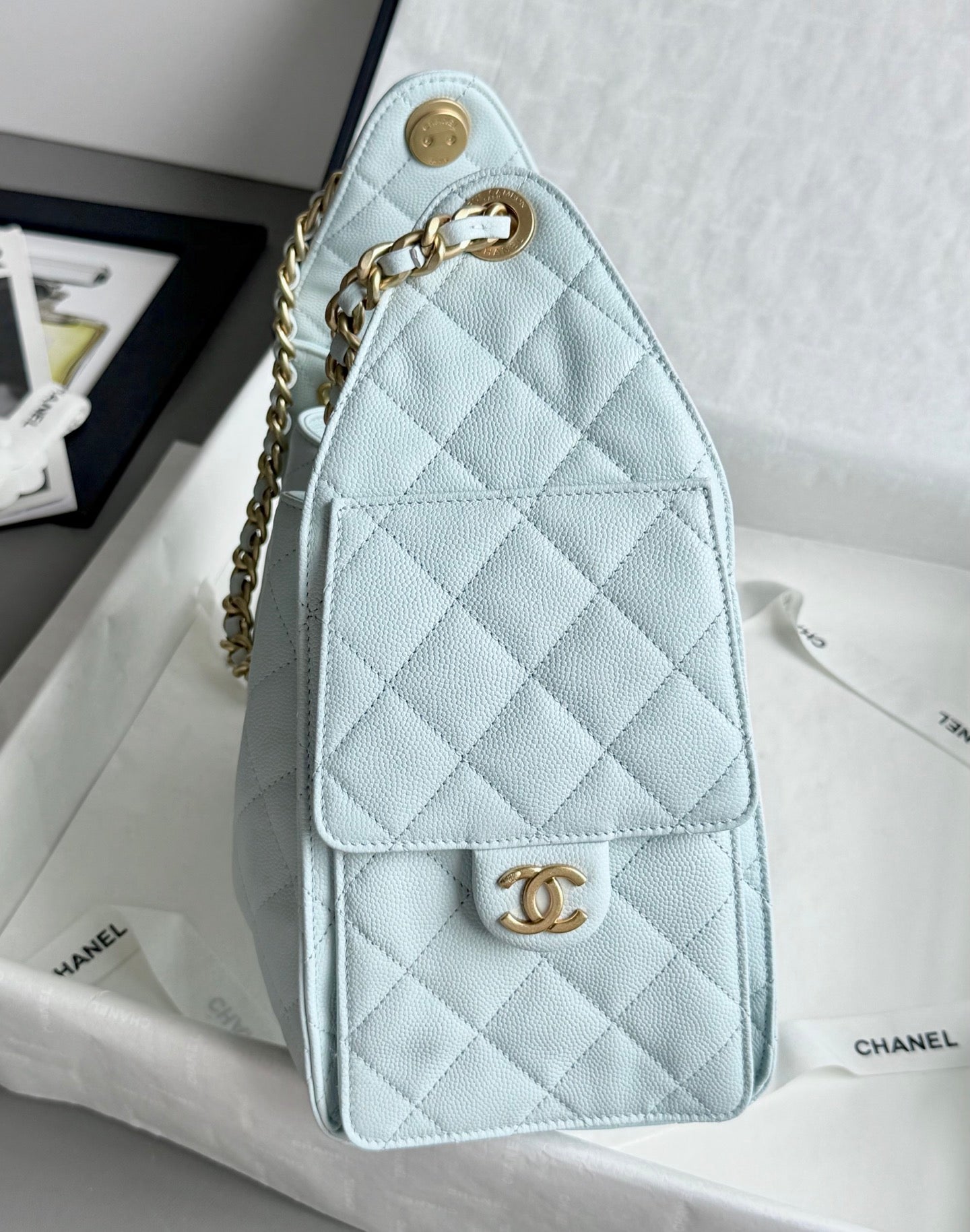 25 Hobo Bag Light Blue Caviar Leather - Level 5