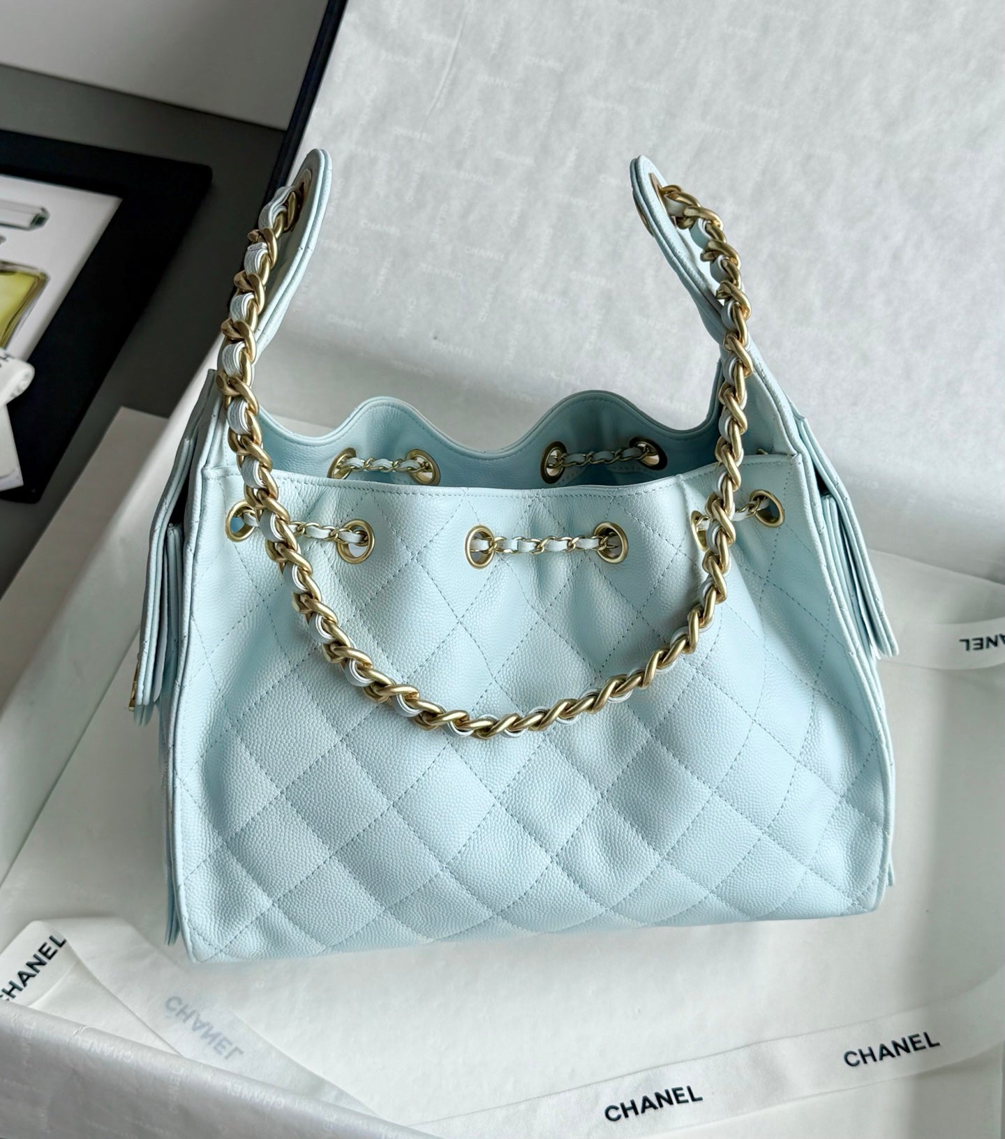 25 Hobo Bag Light Blue Caviar Leather - Level 5