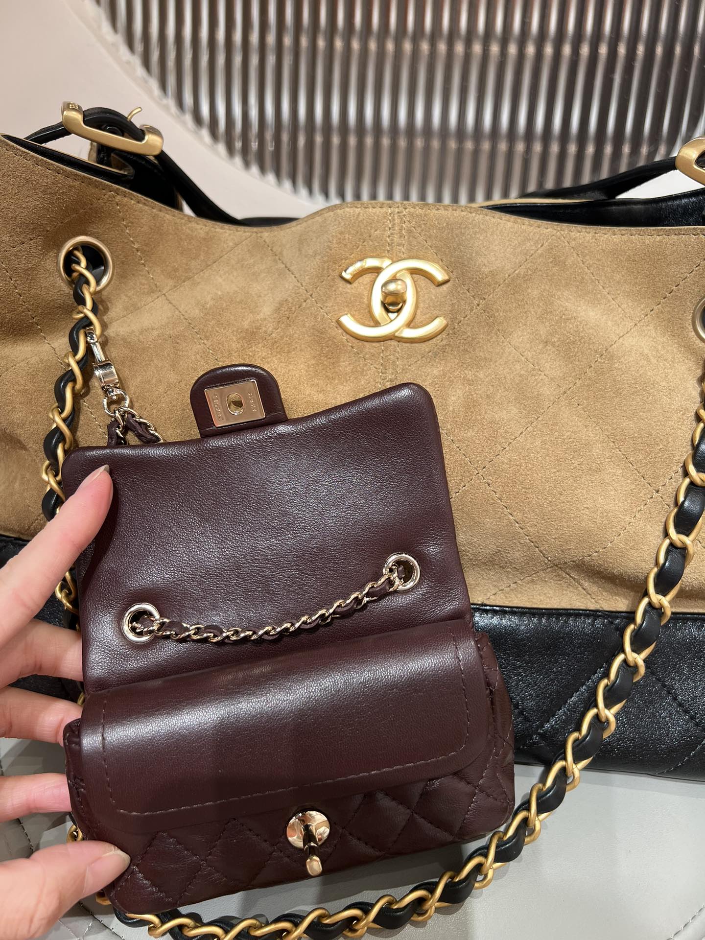 Brown Suede Shopping Hobo Bag - Level X