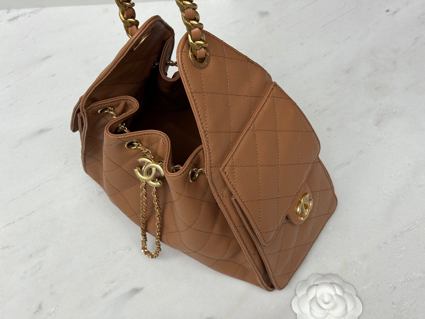 25 Hobo Bag Caramel Brown Caviar Leather - Level 5