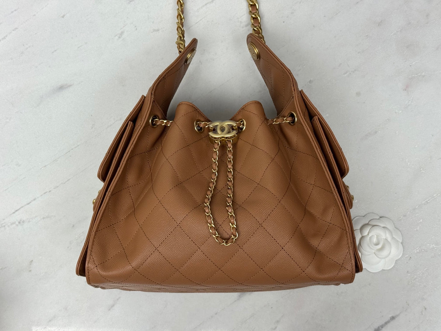 25 Hobo Bag Caramel Brown Caviar Leather - Level 5