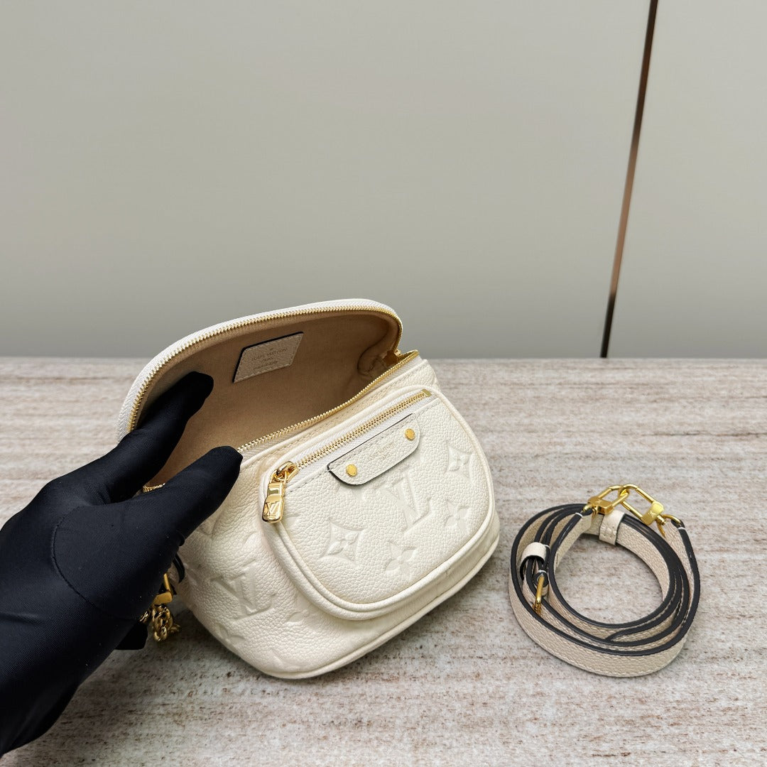 Mini Bumbag White Empreinte Leather - Level X