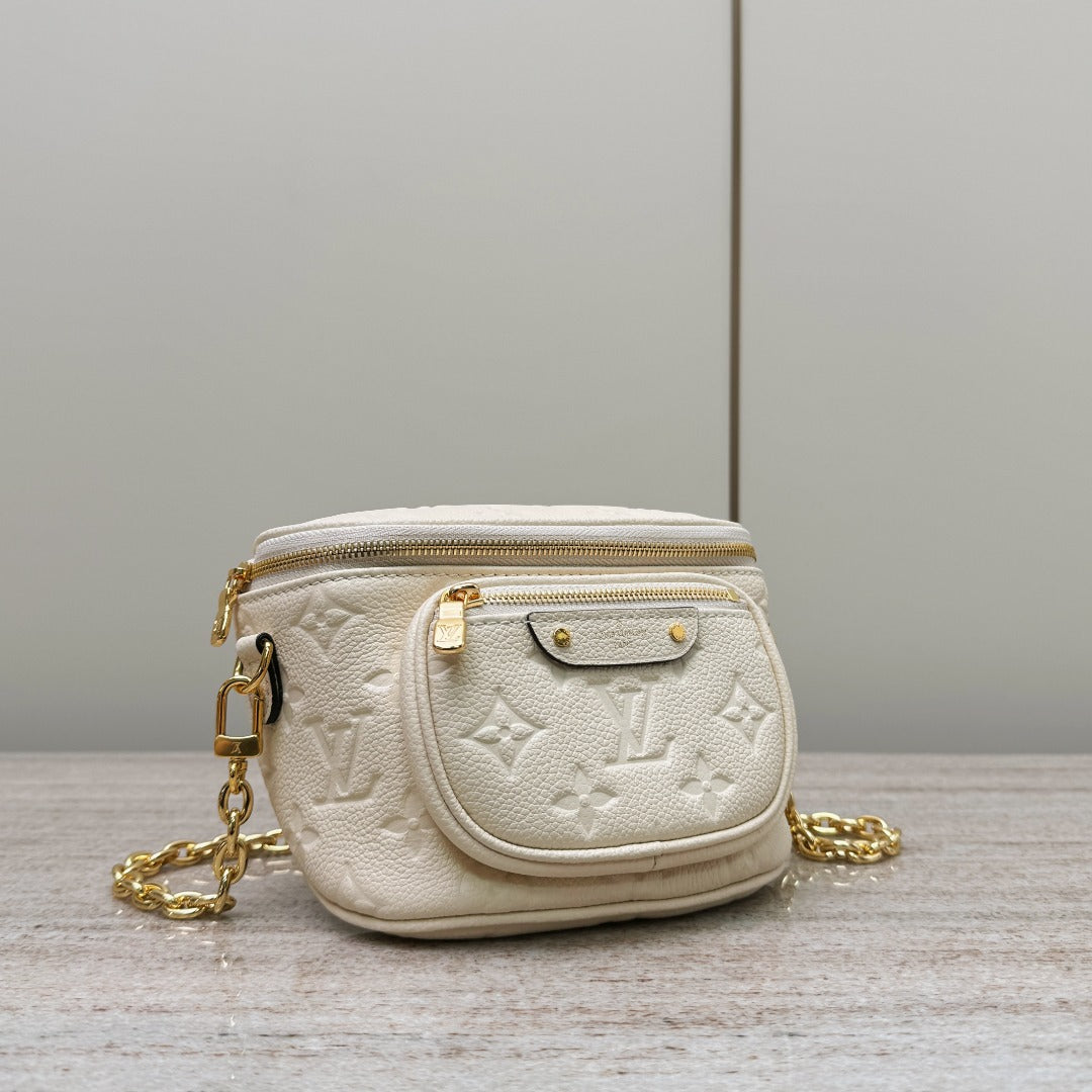 Mini Bumbag White Empreinte Leather - Level X