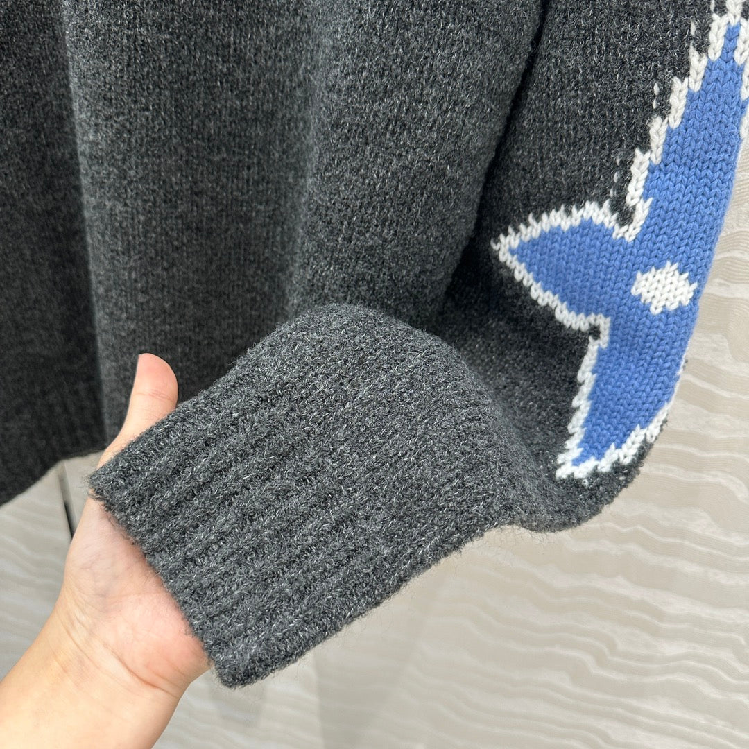 LV Grey & Blue Crewneck Knit Sweater