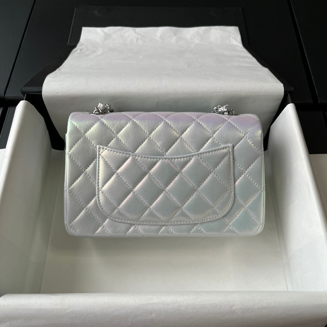 Ice Blue Iridescent Lambskin Mini Flap Bag CNL - Level X