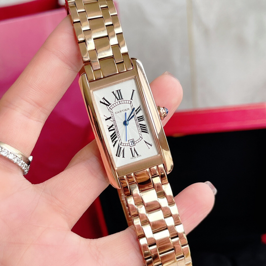 Ladies Tank Americaine Steel Gold Watch CTR - Level 3