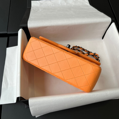 Orange Lambskin Black Hardware Mini Flap Bag CNL - Level X