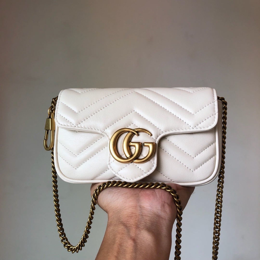 White Leather Marmont Super Mini - Level 4
