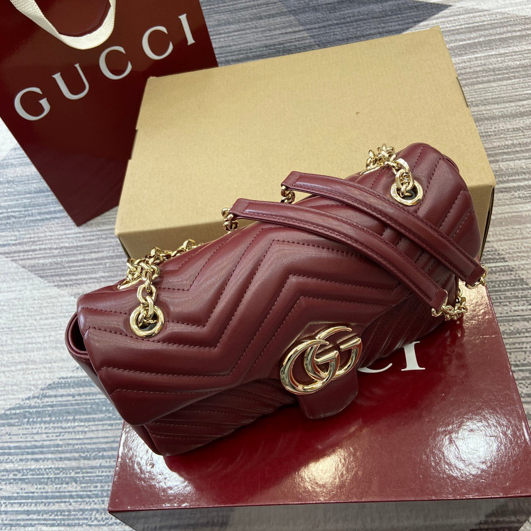 Medium Marmont Bag Red Leather - Level 5