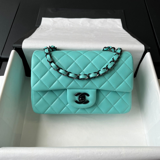 Blue Lambskin Black Hardware Mini Flap Bag CNL - Level X