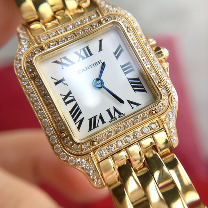 Panthere Ladies Steel Full Crystal Gold Watch 22mm CTR - Level 3