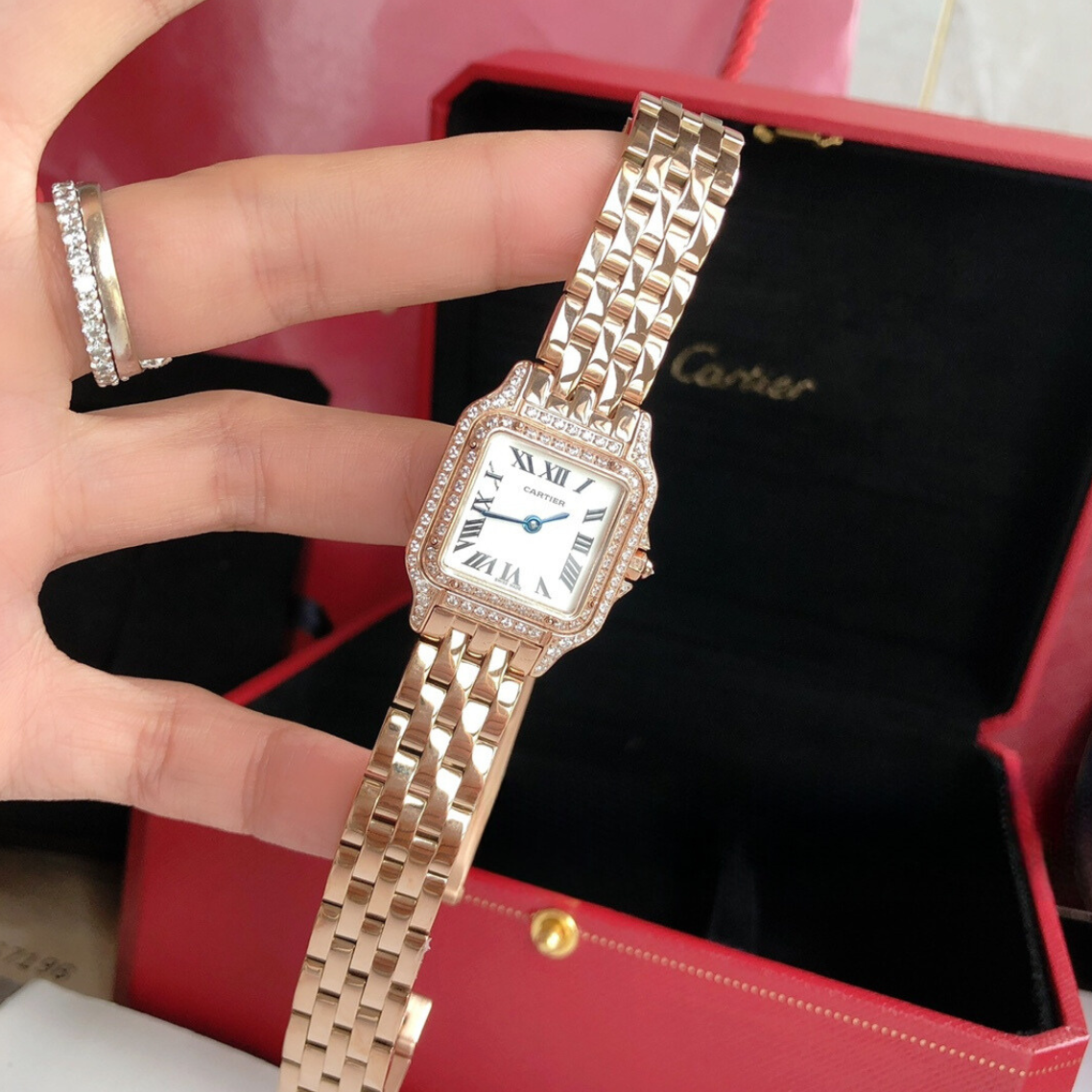 Panthere Ladies Steel Full Crystal Rose Gold Watch 22mm CTR - Level 3