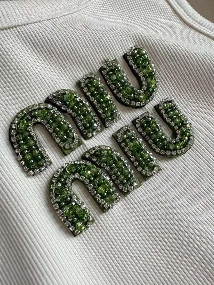 Beaded Embroidery Ribbed Cotton Tank Top