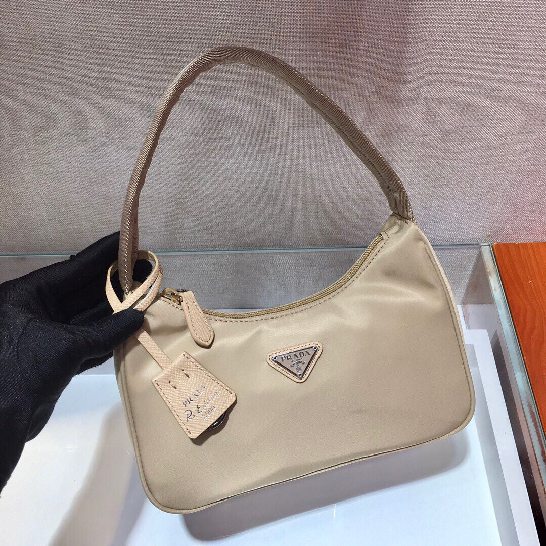 Nylon Re-Edition Hobo Bag Beige PRD - Level 3