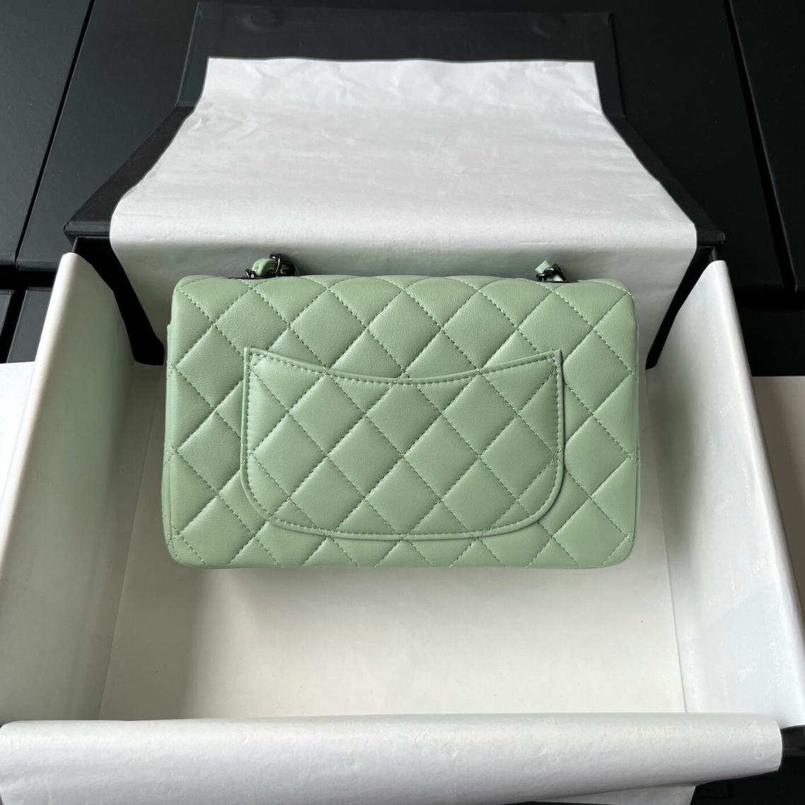 Green Lambskin Black Hardware Mini Flap Bag CNL - Level X