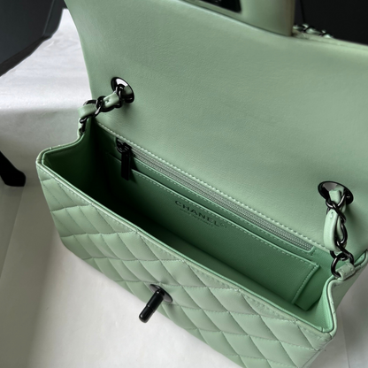 Green Lambskin Black Hardware Mini Flap Bag CNL - Level X