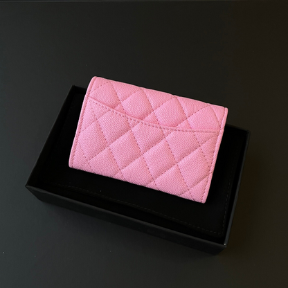 Flap Card Holder Pink Caviar Leather CNL - Level 5