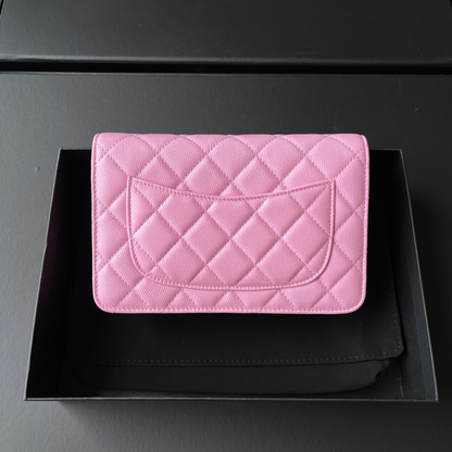 Wallet On Chain Pink Caviar Leather CNL - Level X