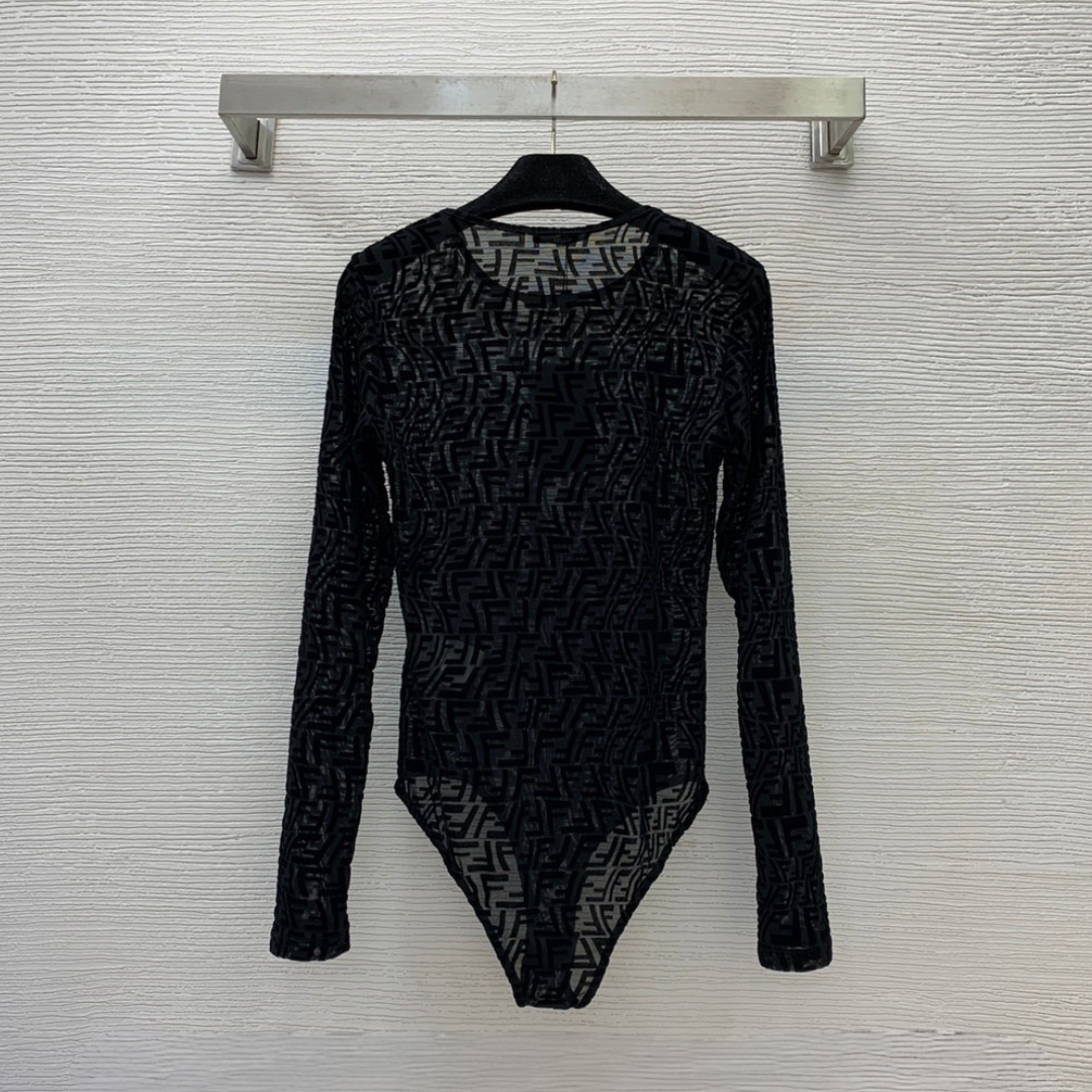 Sheer Mesh Long Sleeve Bodysuit
