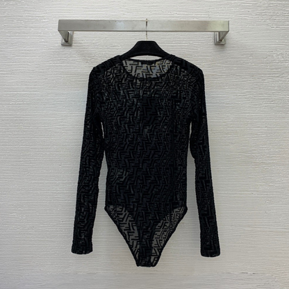 Sheer Mesh Long Sleeve Bodysuit