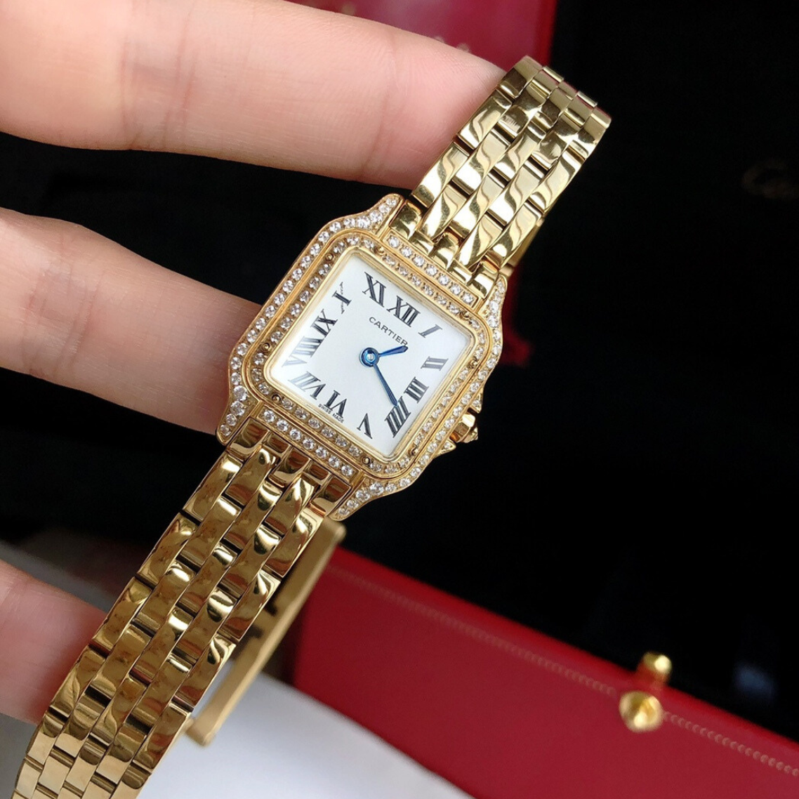 Panthere Ladies Steel Full Crystal Gold Watch 22mm CTR - Level 3