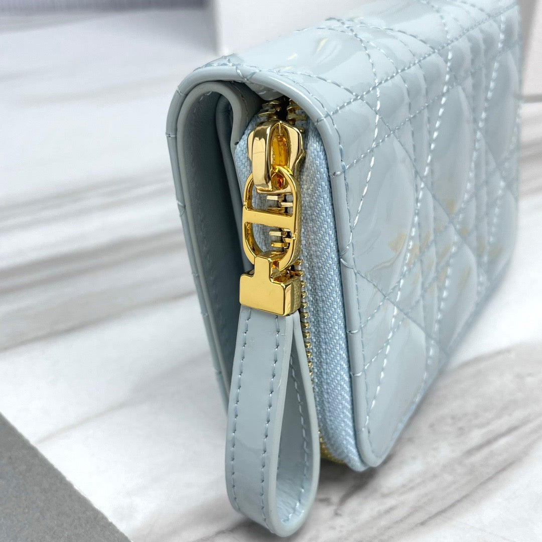 Light Blue Patent Leather Caro Wallet CDR - Level 5