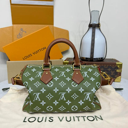 P9 Speedy 25 Bandouliere Green & Brown Leather - Level 5
