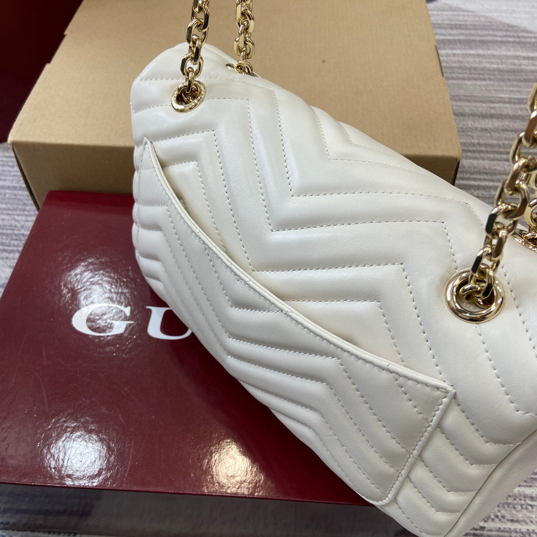 Medium Marmont Bag White Leather - Level 5