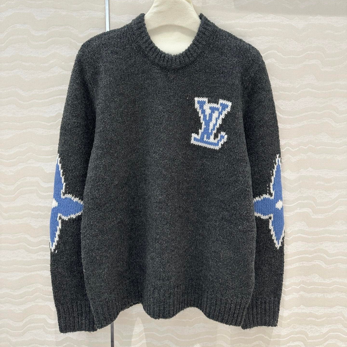 LV Grey & Blue Crewneck Knit Sweater