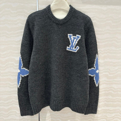 LV Grey & Blue Crewneck Knit Sweater