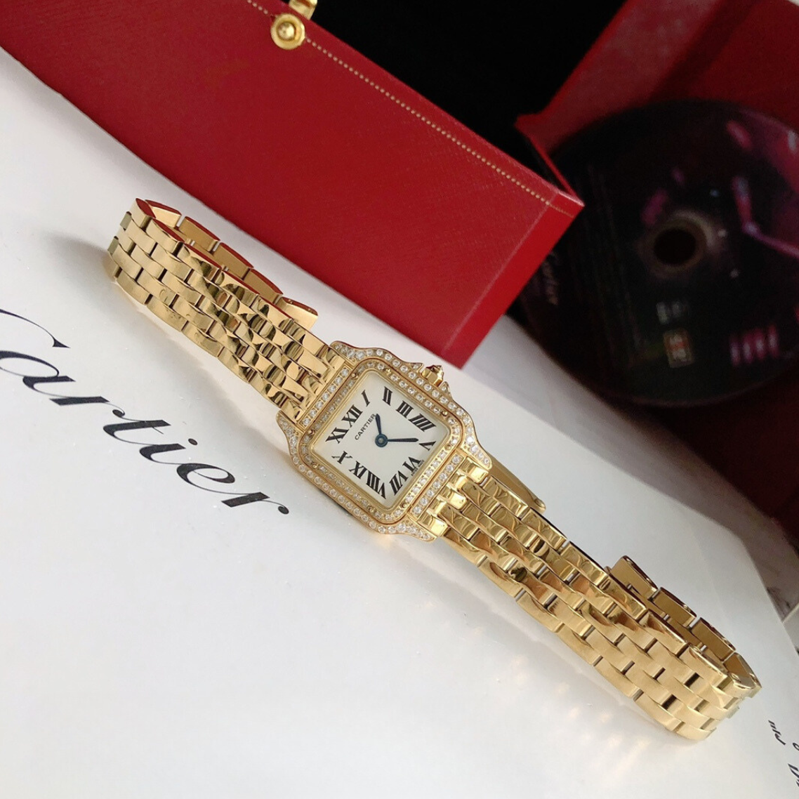 Panthere Ladies Steel Full Crystal Gold Watch 22mm CTR - Level 3