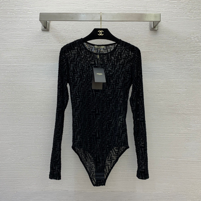 Sheer Mesh Long Sleeve Bodysuit