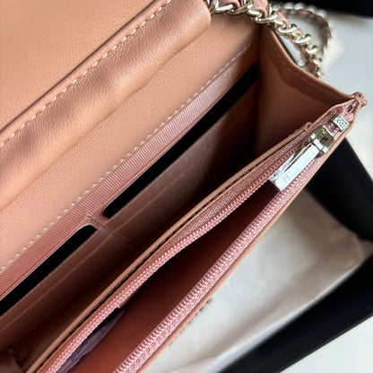 Pink Lambskin Leather Wallet On Chain - Level 5