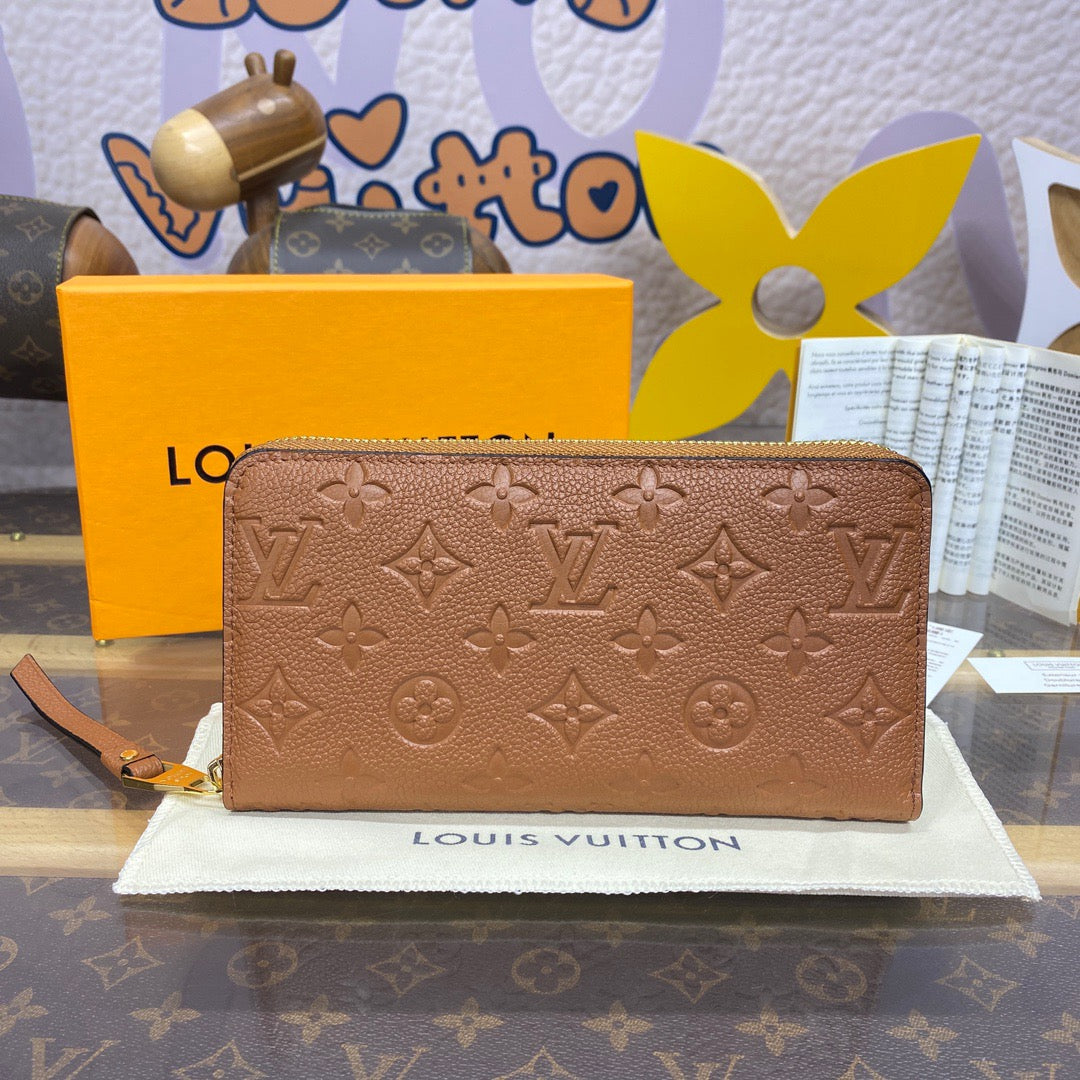 Brown Empreinte Leather Zippy Wallet LOU - Level 5