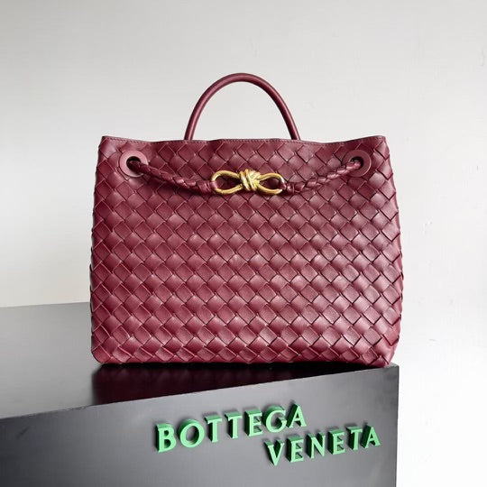 Small Andiamo Tote Dark Red Woven Leather BTV - Level 5