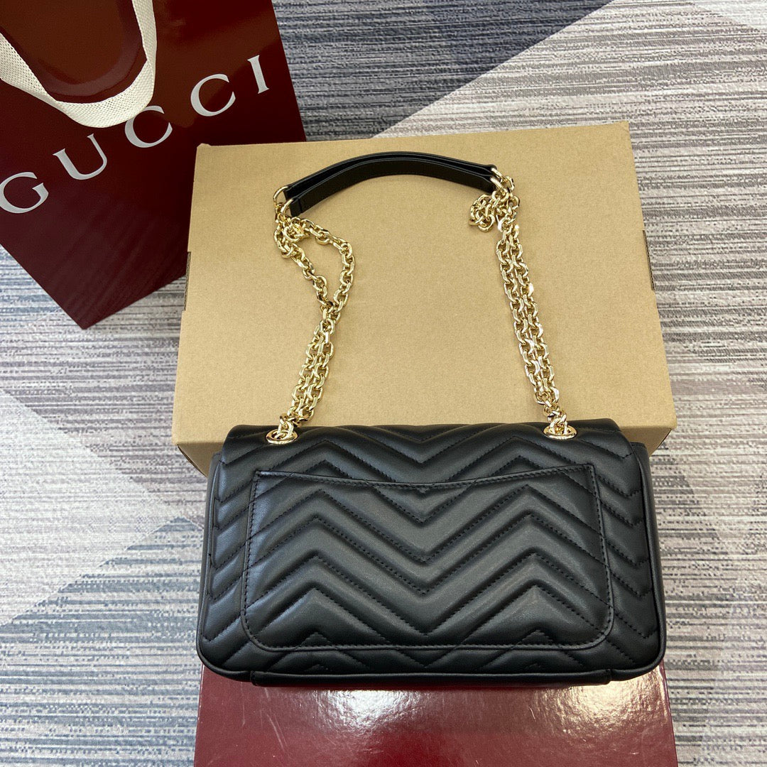 Medium Marmont Bag Black Leather - Level 5