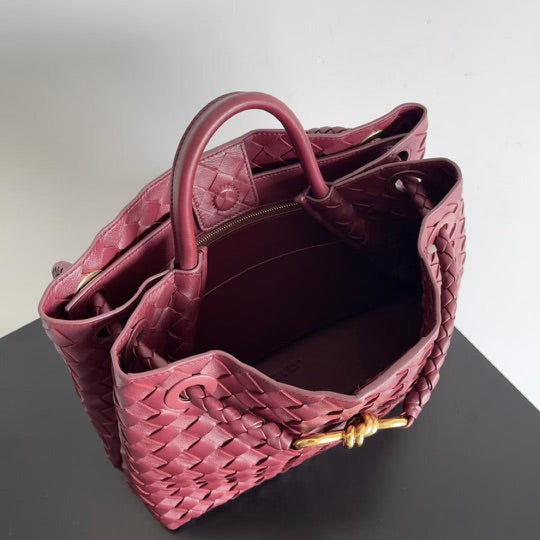 Small Andiamo Tote Dark Red Woven Leather BTV - Level 5