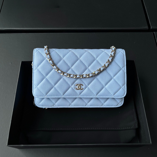 Wallet On Chain Light Blue Caviar Leather CNL - Level X