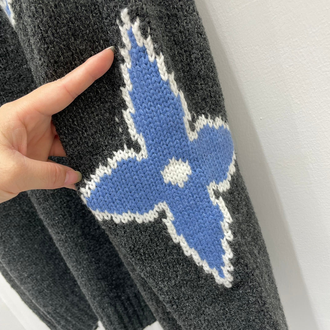 LV Grey & Blue Crewneck Knit Sweater