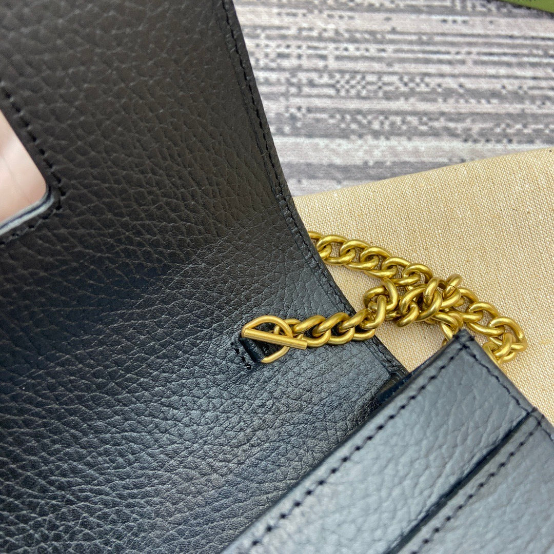 Marmont Wallet On Chain Black Leather - Level 5