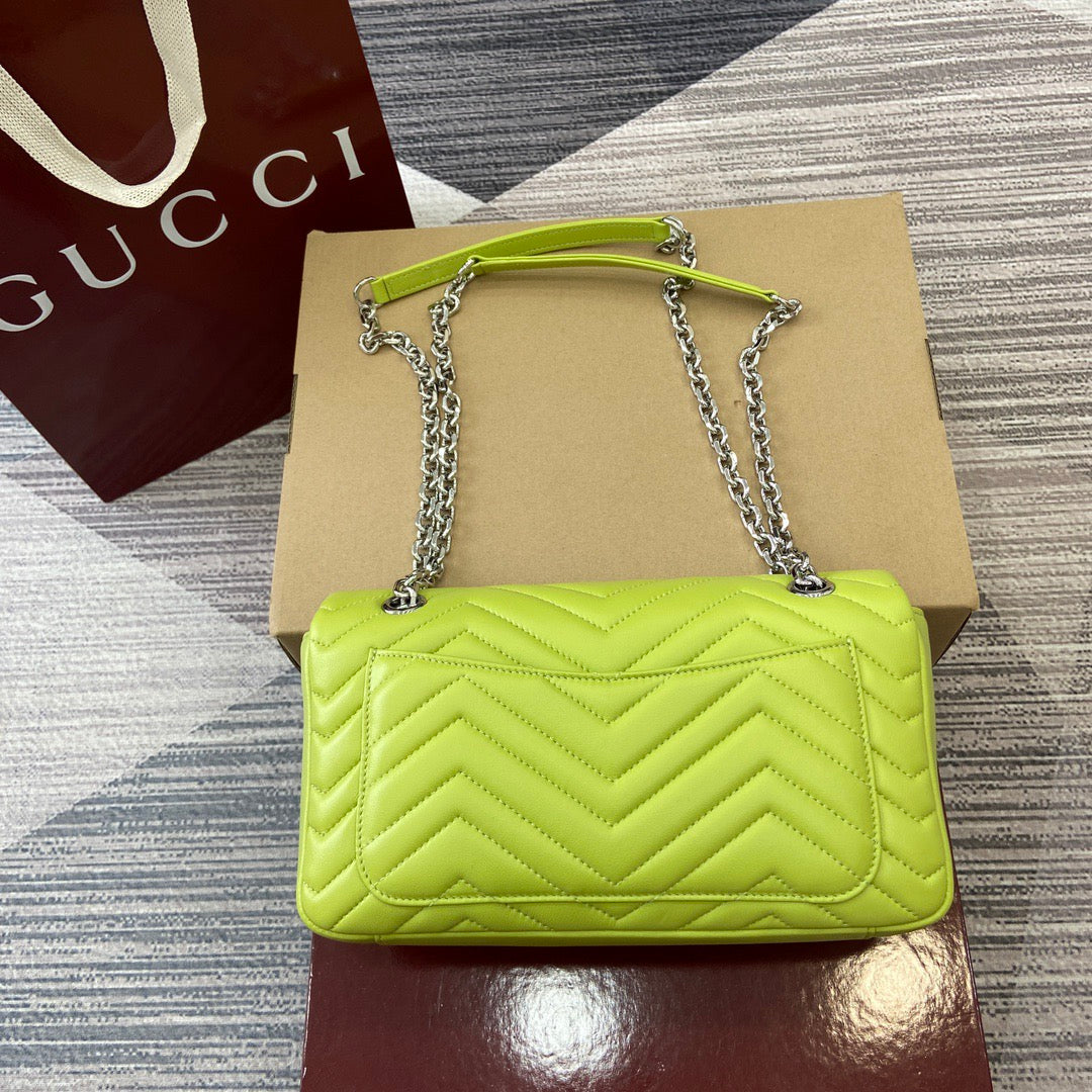 Medium Marmont Bag Bright Green Leather - Level 5