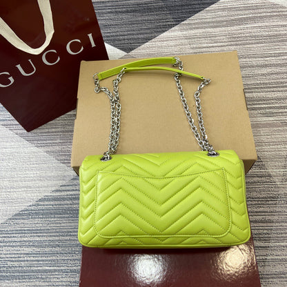 Medium Marmont Bag Bright Green Leather - Level 5