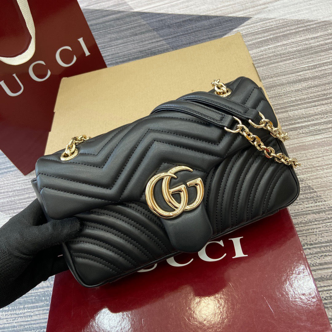 Medium Marmont Bag Black Leather - Level 5