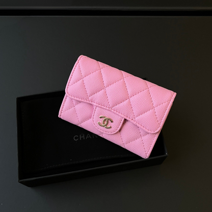 Flap Card Holder Pink Caviar Leather CNL - Level 5