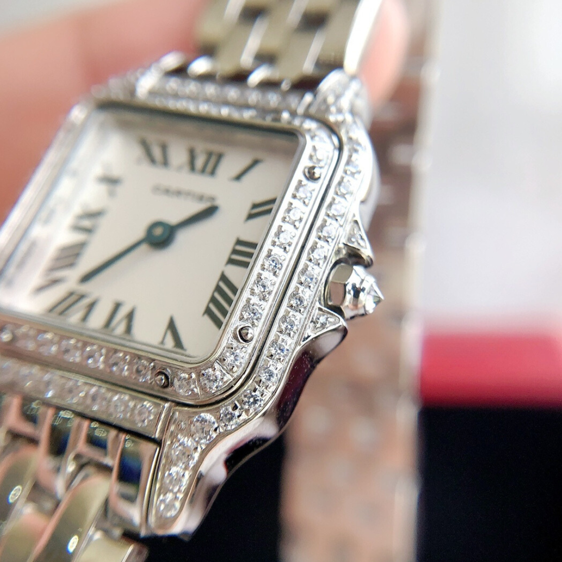 Panthere Ladies Steel Full Crystal Silver Watch 22mm CTR - Level 3