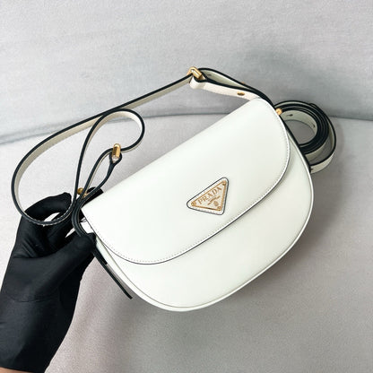 White Leather Arque Shoulder Bag - Level 5