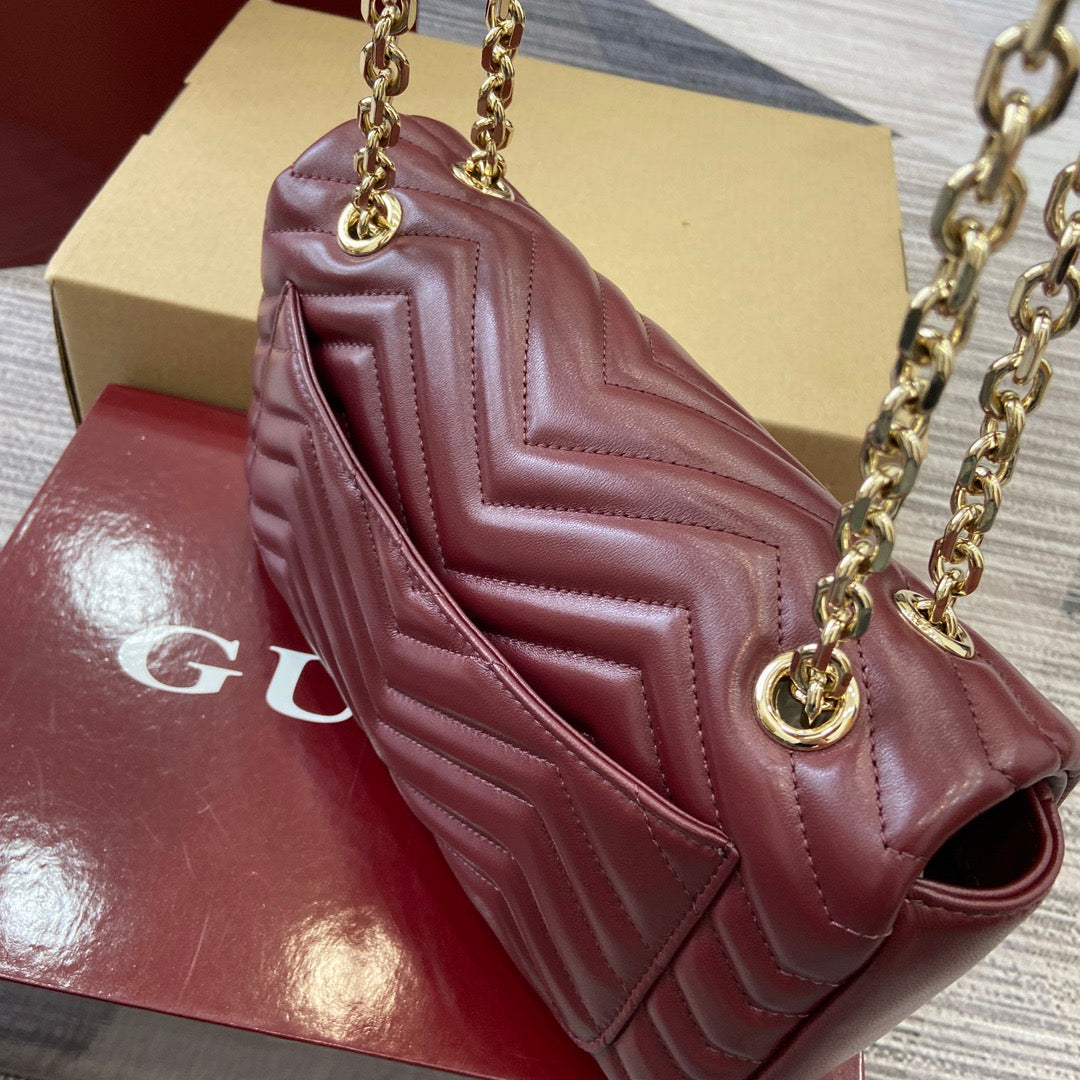 Medium Marmont Bag Red Leather - Level 5