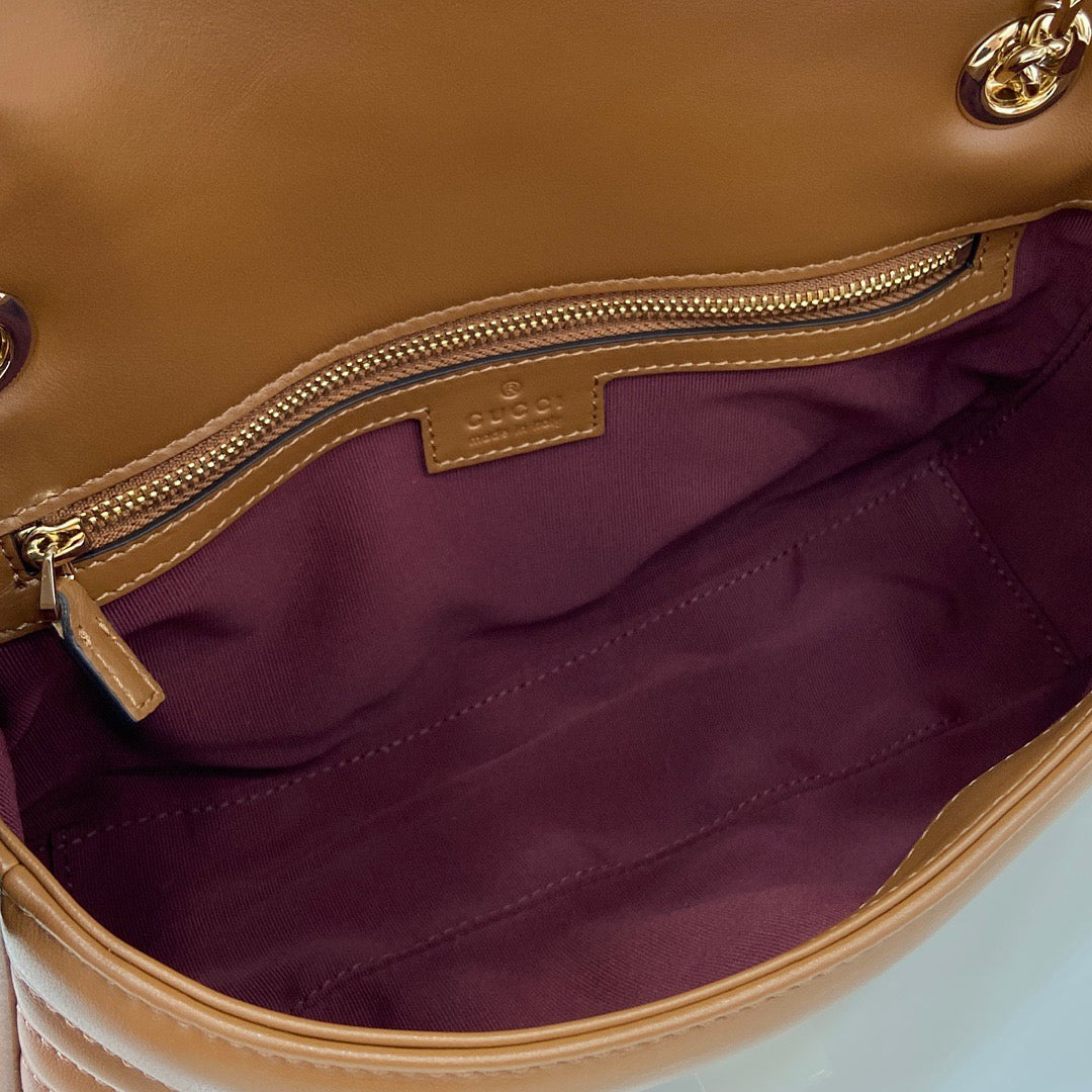 Medium Marmont Bag Brown Leather - Level 5