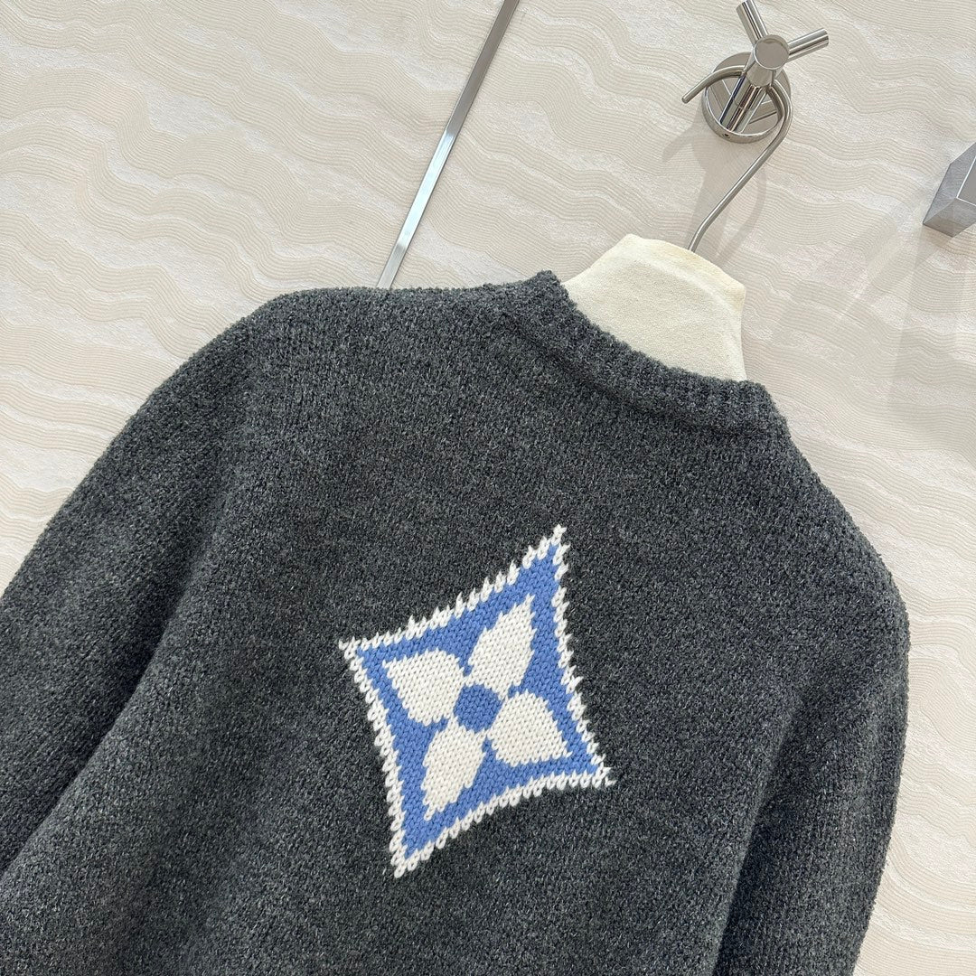 LV Grey & Blue Crewneck Knit Sweater